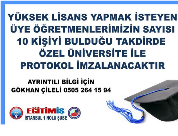 ŞUBEMİZDEN YÜKSEK LİSANS İMKANI